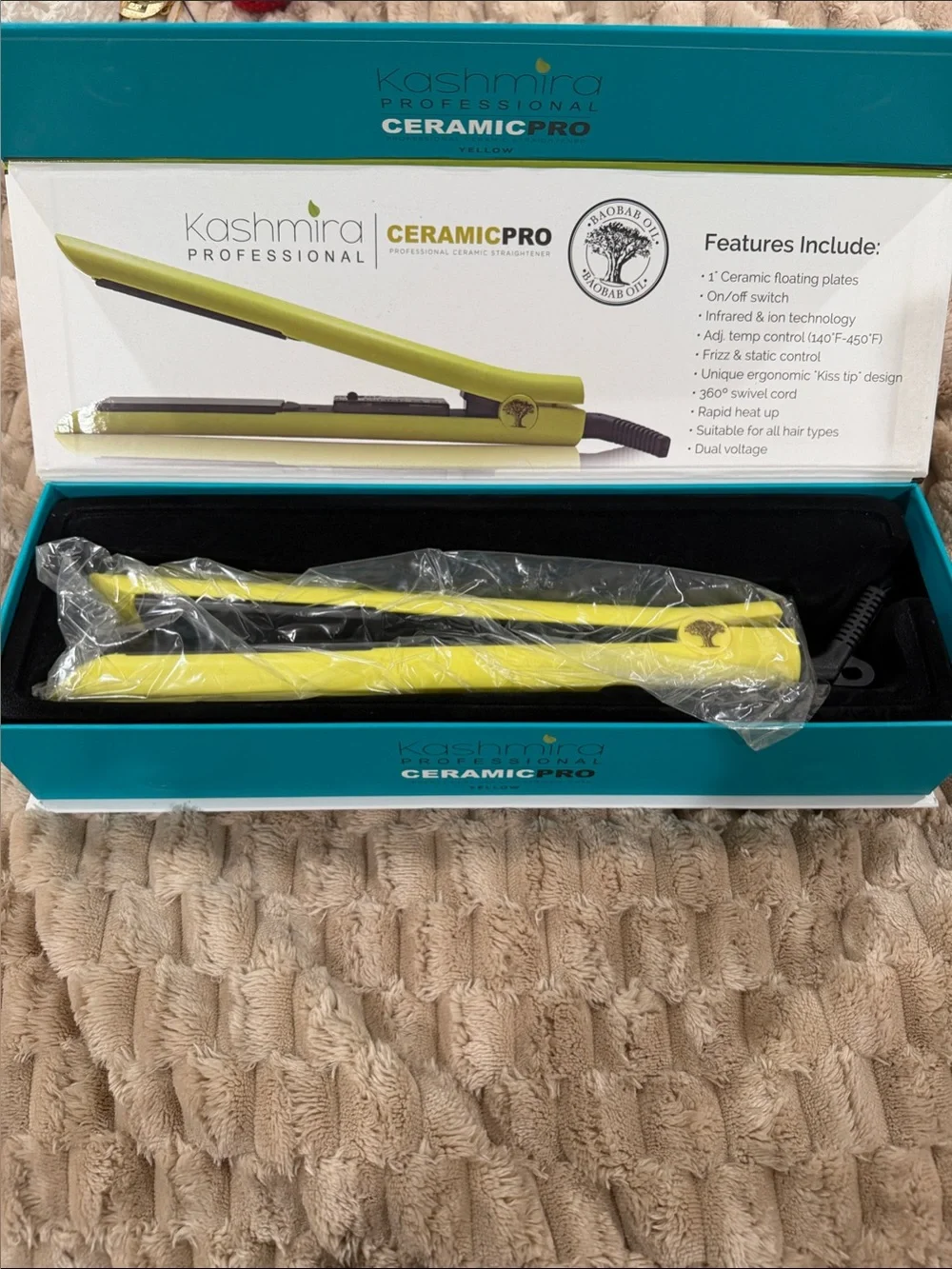 Kashmira CeramicPro Hair Straightener in Yellow NEW